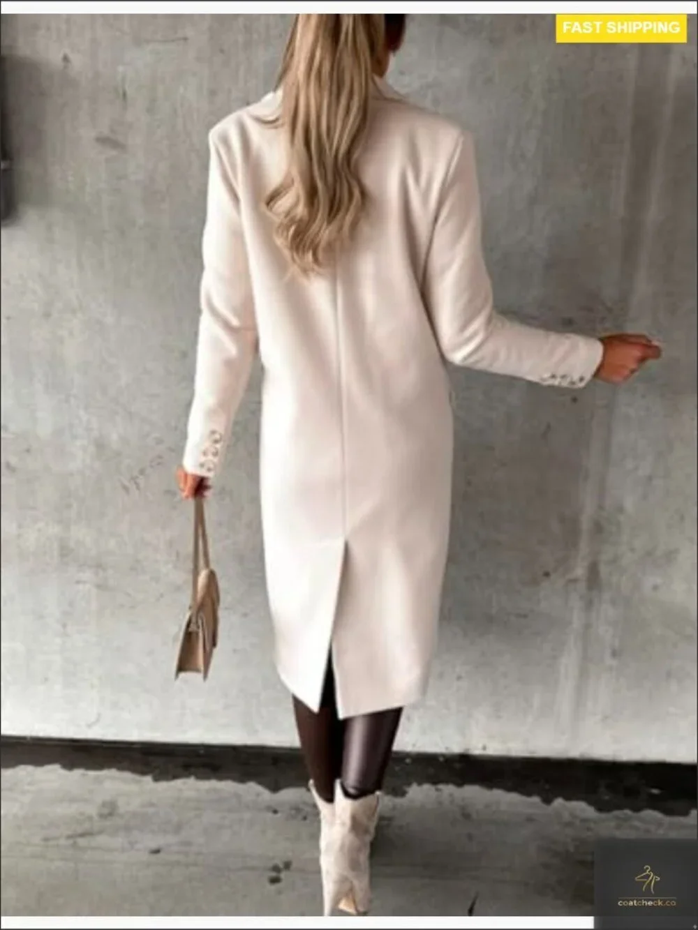 Long Wool Pea Coat Double Breasted Trench Vintage Classic Fall Winter Overcoat